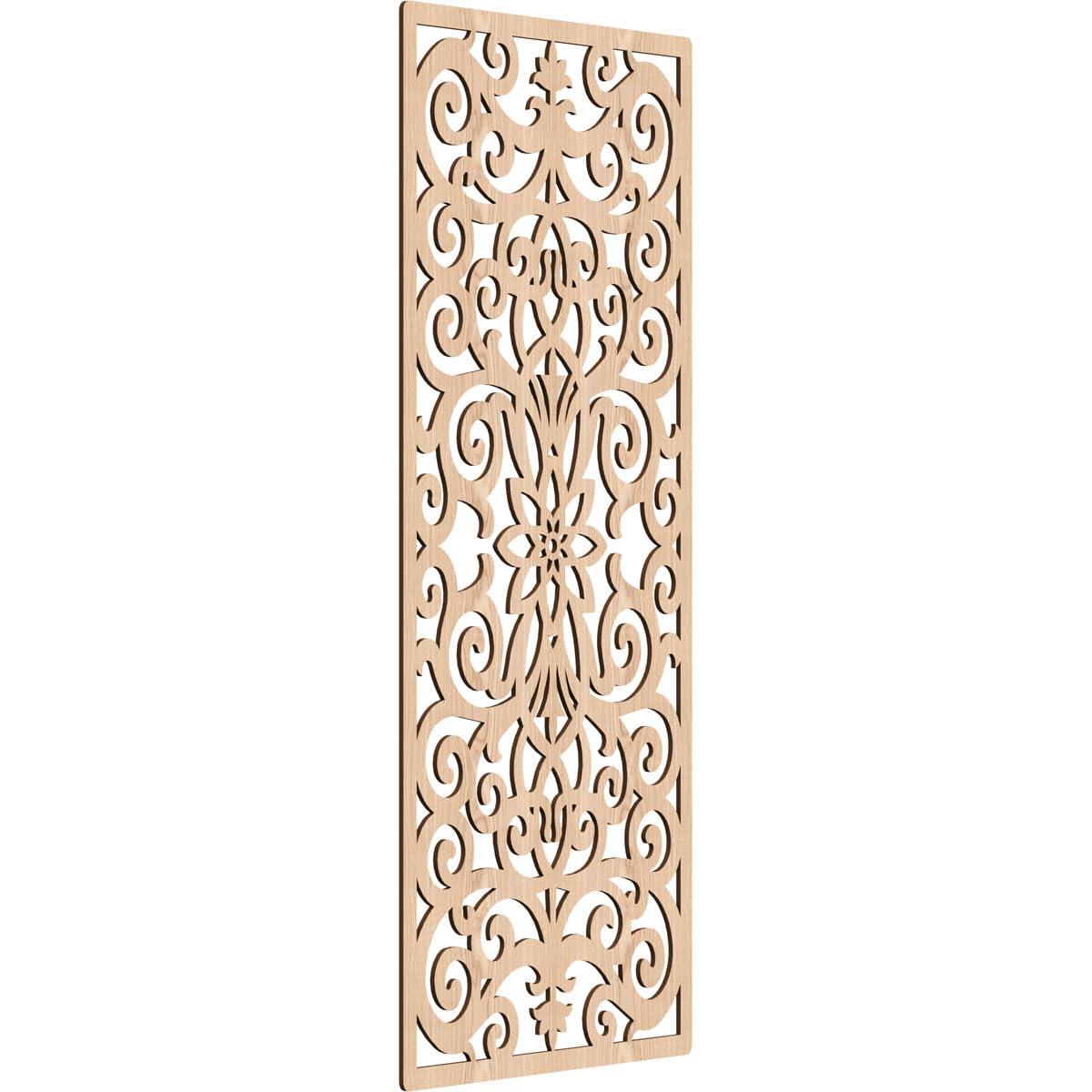 25 3/8"W x 64 3/8"H x 3/8"T Buel Decorative Fretwork Wood Wall Panels, Red Oak