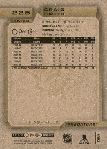 Miniatura 2 de 2018-19 O-Pee-Chee #225 Craig Smith Hockey Card
