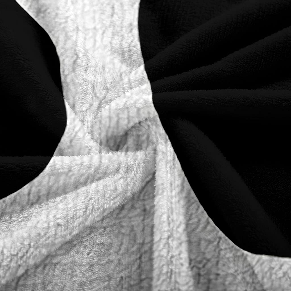 Coperta Pile Letto Matrimoniale 180X220Cm Stampa A Macchie In Bianco E Nero Stampata Motivo, Coperte Invernale Di Flanella Morbido In Peluche Per Letto/Divano/Sedie, Leggere, Calda, Accoglie