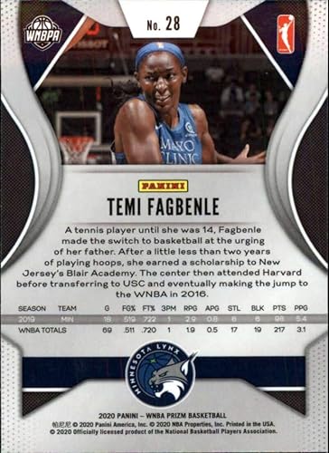Miniatura 2 de 2020 Prizm WNBA #28 Temi Fagbenle Minnesota Lynx Official Women's Basketball Association Panini America Trading Card (Stock Photo Scan Streaks are
