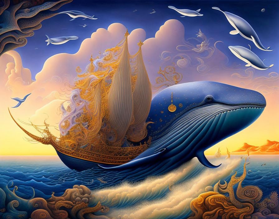 Toile baleine abstraite 58x90 cm pour salon moderne SERENDIPITP