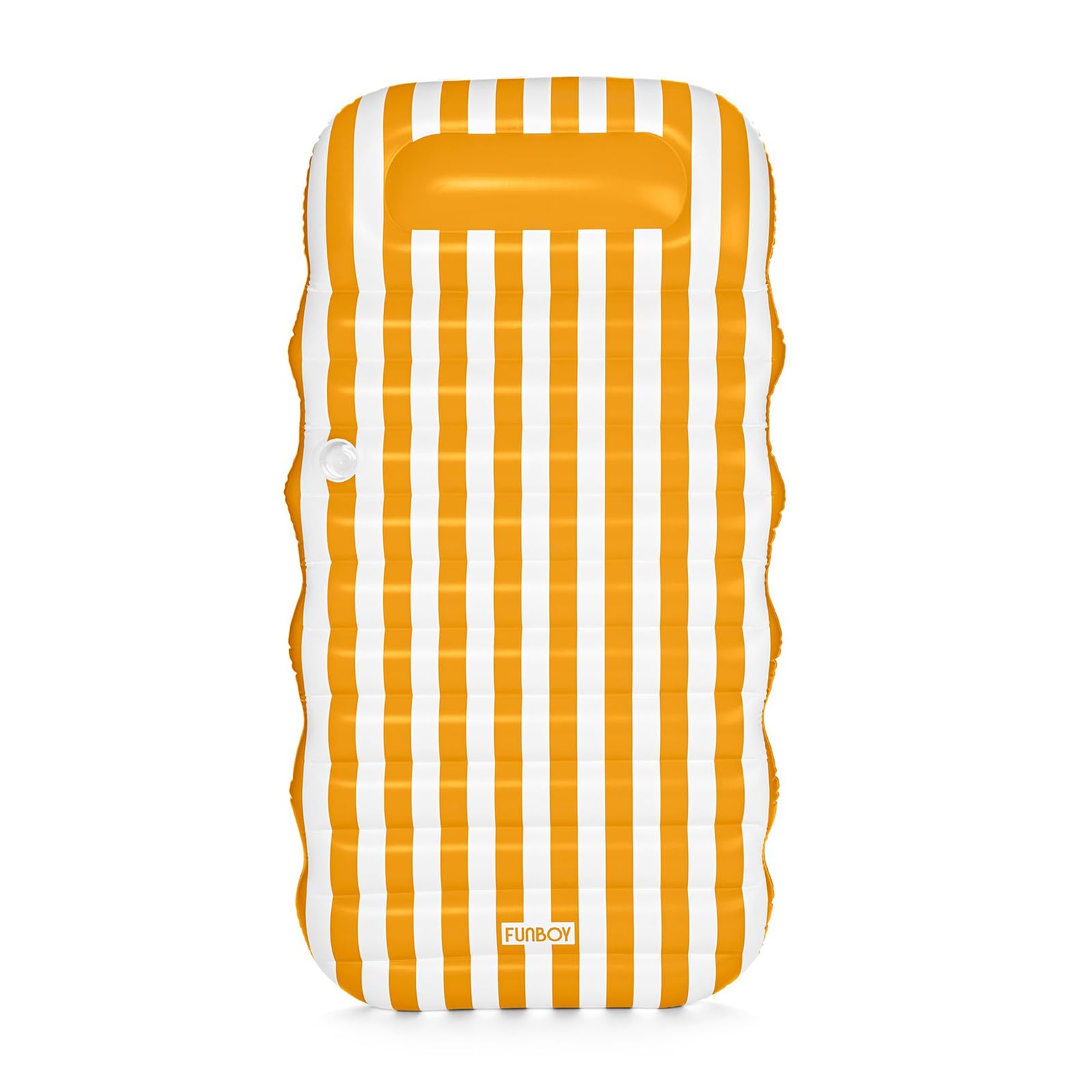 FUNBOY Yellow & White Cabana Stripe Mesh Pool Lounger Water Hammock with Built-in Pillow, 70" Adult Pool Hammock Float