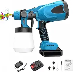 Pistola Eletrica De Pintura Portátil Sem Fio Com Compressor, Com 2 Bateria e Regulagem de Spray