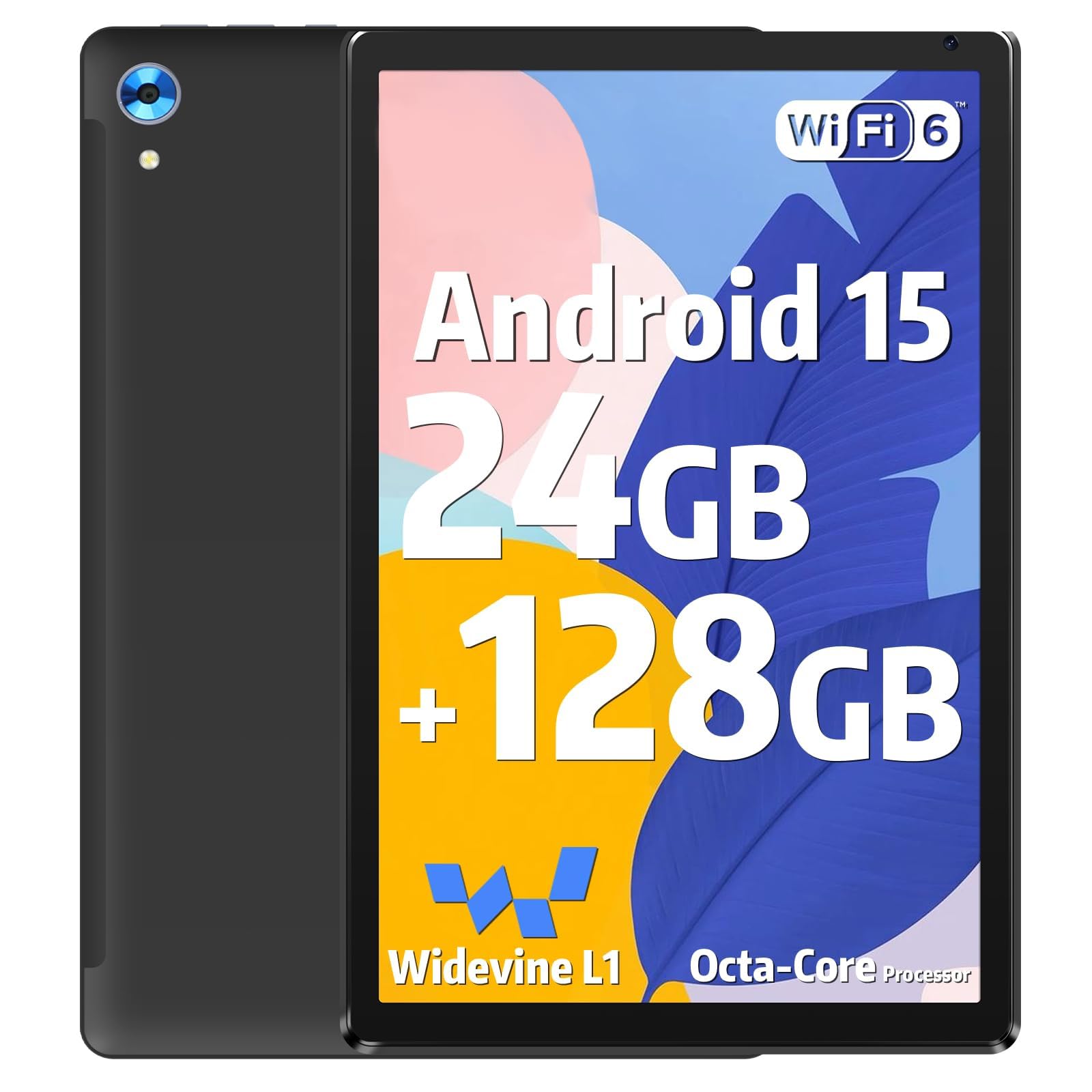 Jeazans Tablet 10 inch, Android 15 Tablets with 24GB RAM 128GB ROM (1TB Expandable), Octa Core Processor, 1280x800 HD IPS Display, 5000mAh, Android Tablet for Gaming/Work/Entertainment