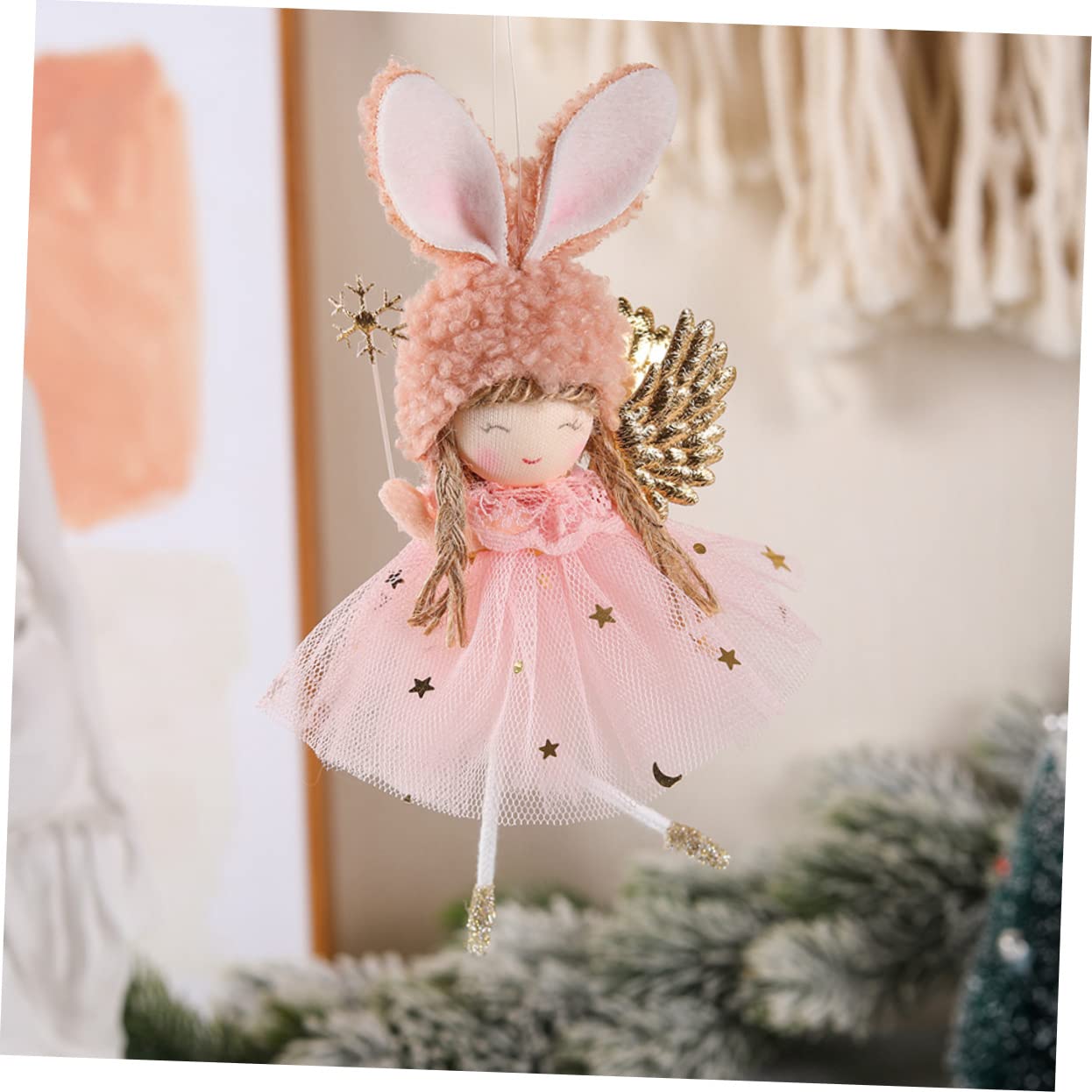2pièces Lot de Ornements Ange Noël Suspendus Jupe Tulle Décorations Arbre Noël Incassables Ambiance Festive pour Maison Et Fêtes De Mariage