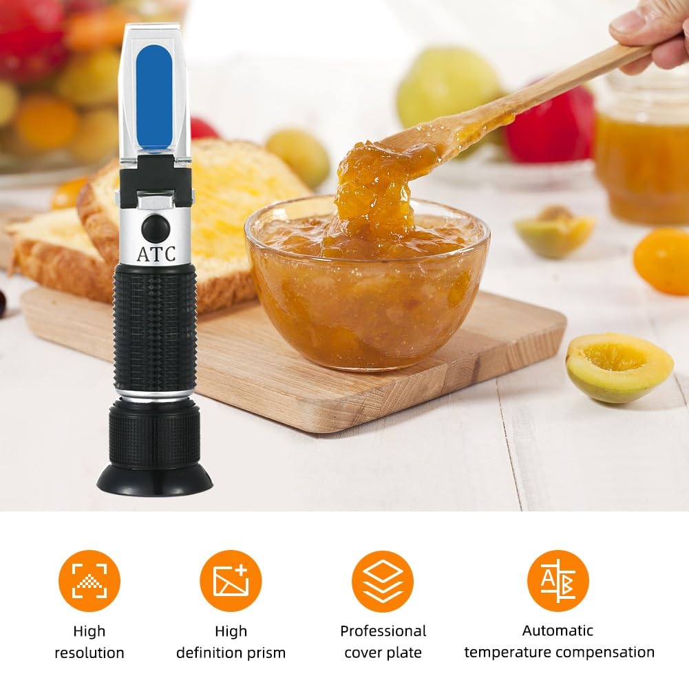 Réfractomètre Brix 28-62% avec testeur de Sucre ATC for jus de Fruits et Miel