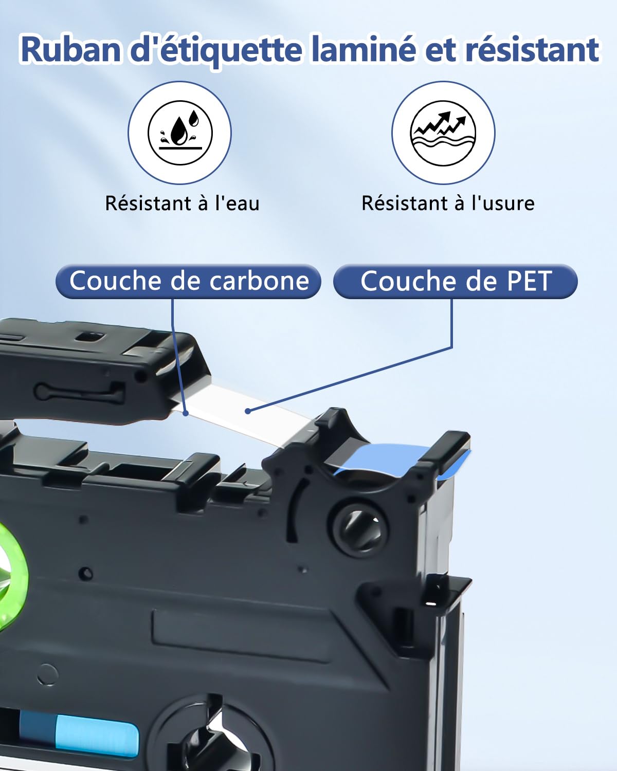 Cruxer Lot de 20 Compatible TZE-535 pour P-touch Blanc sur Bleu 12 mm