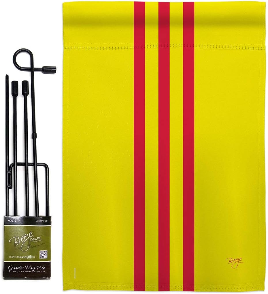 South Vietnam Garden Flag Set with Stand Regional Nationality Nation International World Country Particular Area Small Decorative Gift Yard House Banner Made In USA 13 X 18.5