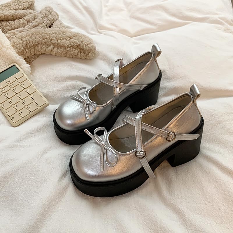 Cute Shoes for Teen Girls Y2K Summer Mary Janes Sandals with Bows Chunky Platform Fashion Kawaii Dressy Gifts for Women Daughter Granddaughter Back to School Rave Streetwear Parties Indoors Outdoors4
