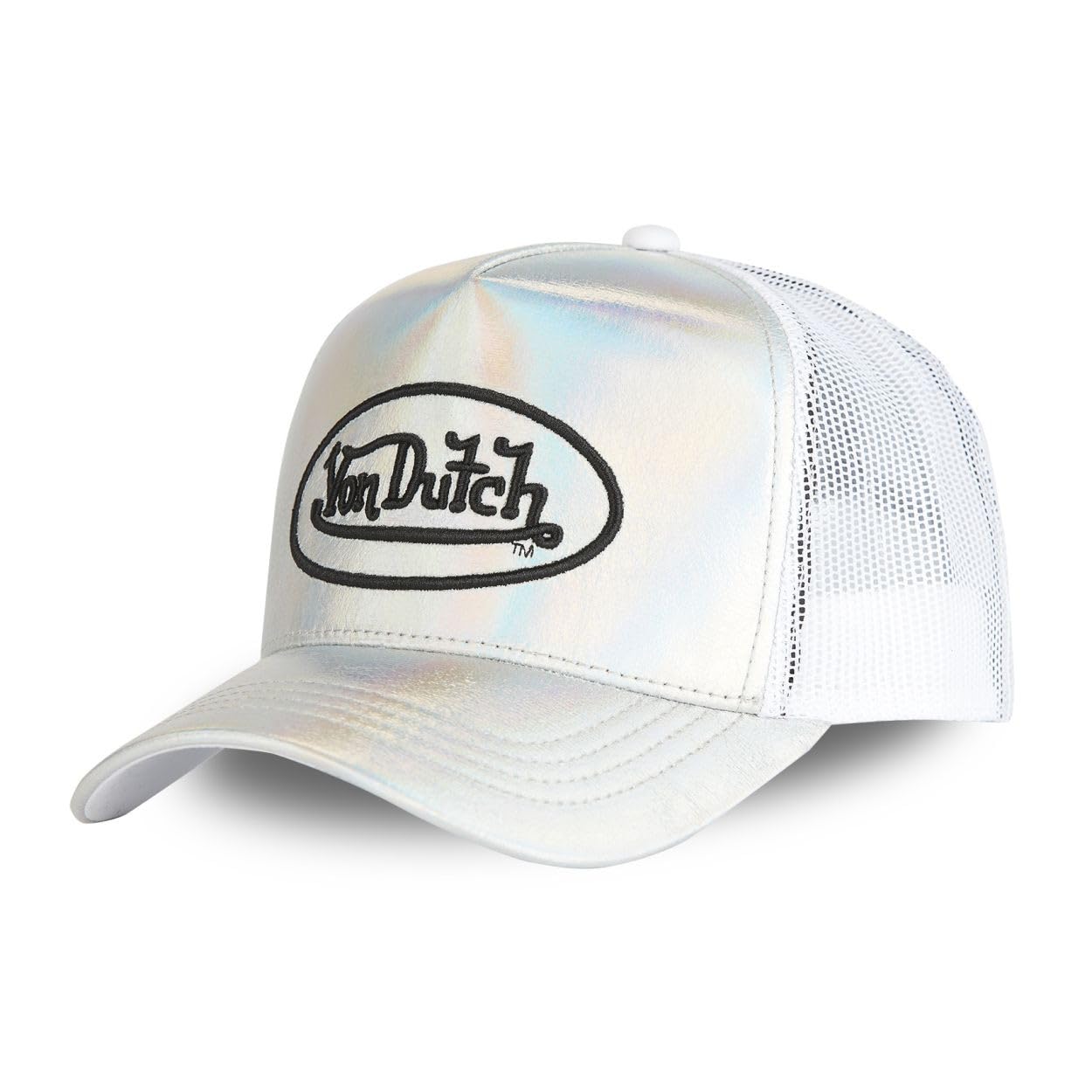 Von Dutch Men's White & Wo's Cap, Trucker Cap With Hologram Effect, One Size