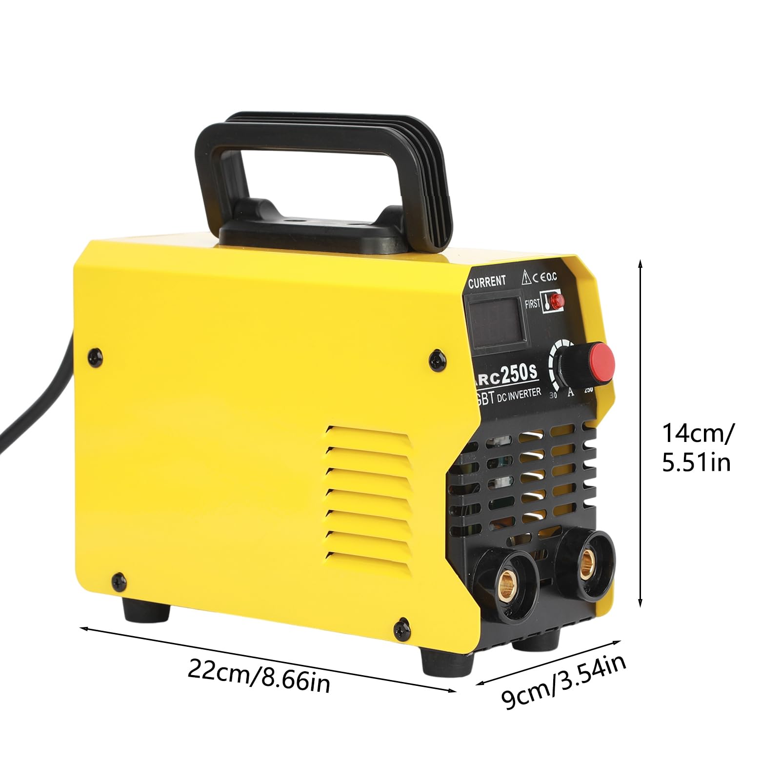 Máquina de soldadura eléctrica inversor de doble tensión ARC250, mini soldador con pantalla digital, máquina de soldadura doméstica 220 V para metal, automóvil, fontanería, soldador portátil amarillo