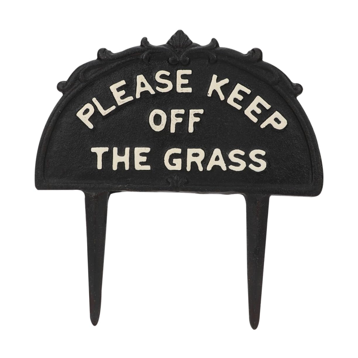 Rasen Warnschild aus Eisen, Schwarz, als Gartendekoration