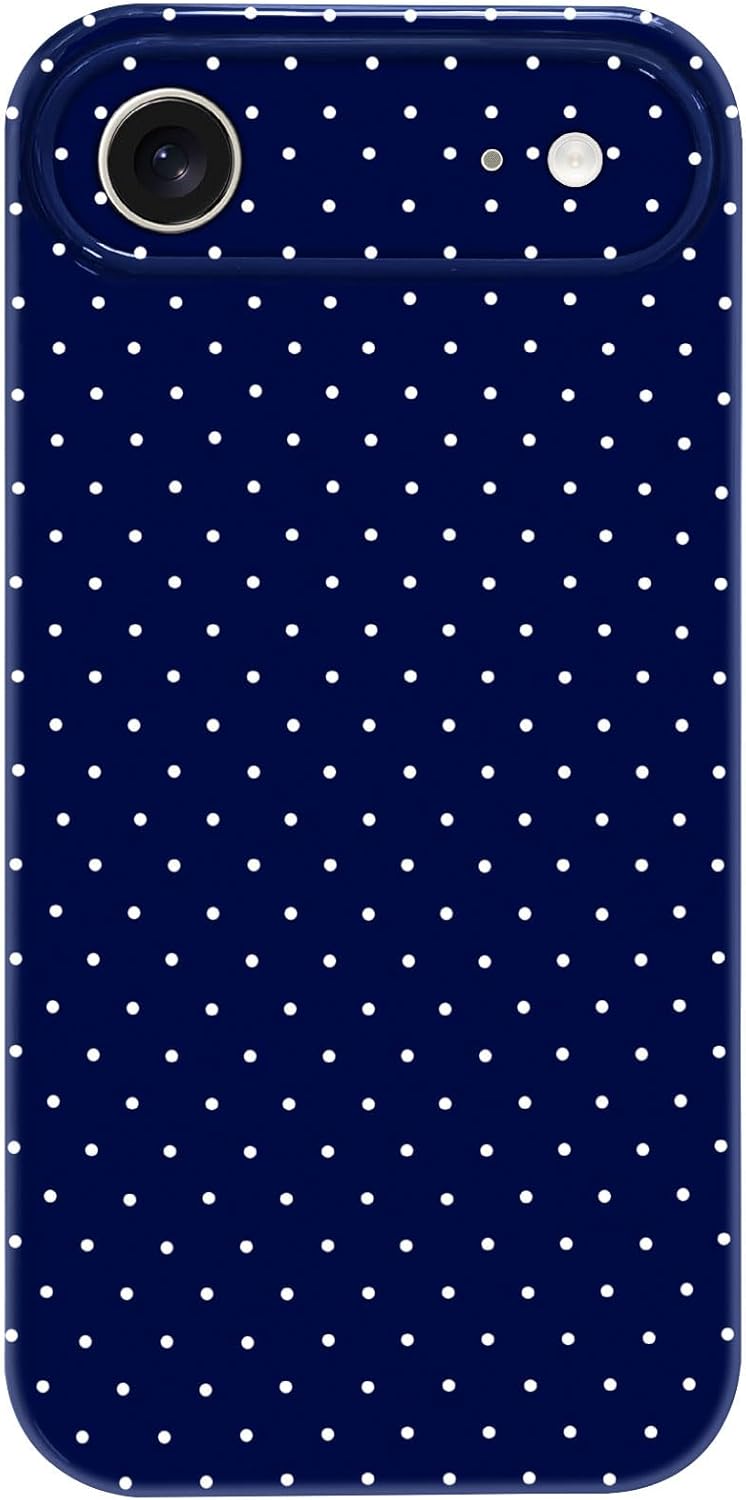 Hython for iPhone Air Case Cute Polka Dot Aesthetic Design Simple Cover 6.5", Thin Slim Anti-Scratch Soft TPU Bumper Shockproof Rubber Protective Phone Cases for Women Girls Girly Boys, Dark Blue