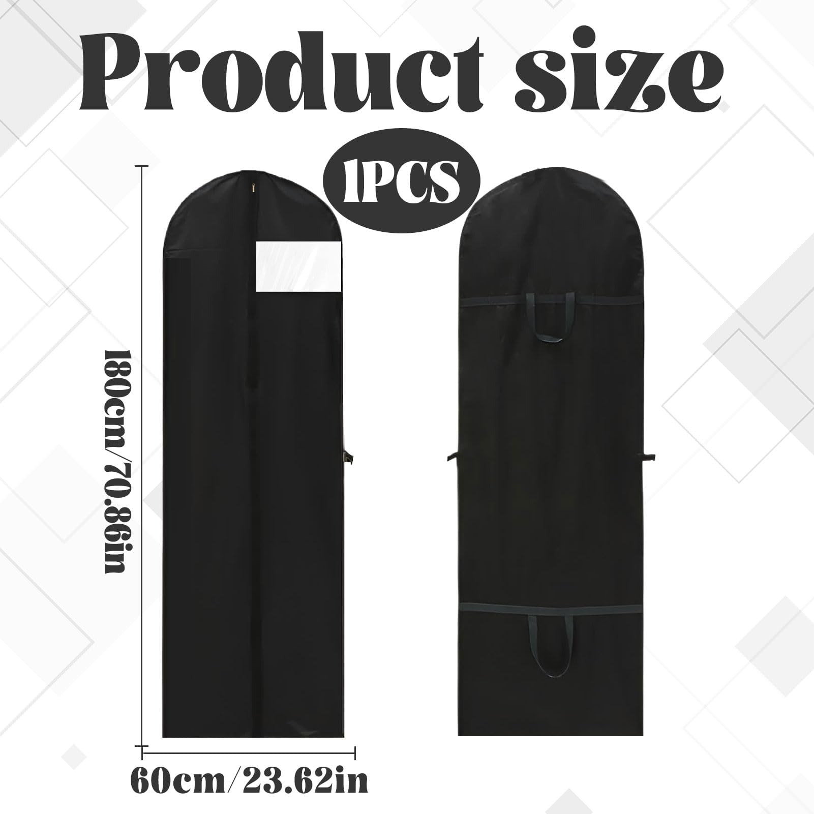 1Pack Waterproof Dress Bags Covers Long,180x60 CM Long Dress Bags Covers,Polyvinyl alcohol,Zipper Closure,Suit Bag for Hanging Clothes,Clothes Covers for Storage and Travel - Image 2