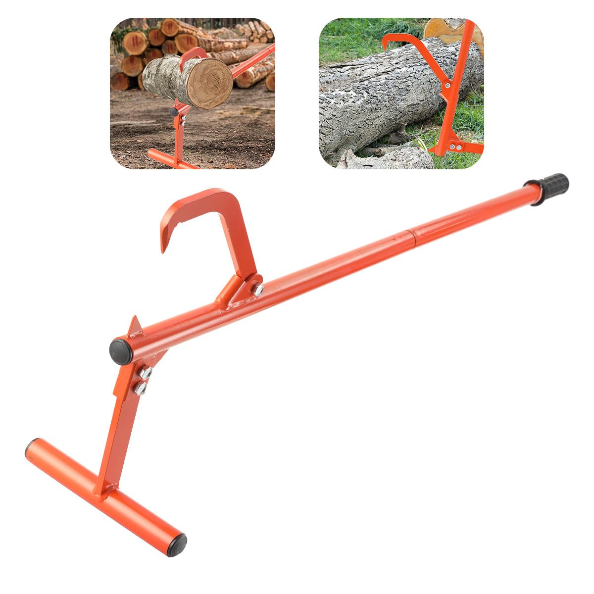 Elevador de tala de 130 cm para talar árboles de 130 cm, elevador de cantos, pinzas de madera, con gancho de madera, ayuda reversible de acero, ayuda de tala, para cargas pesadas, accesorios