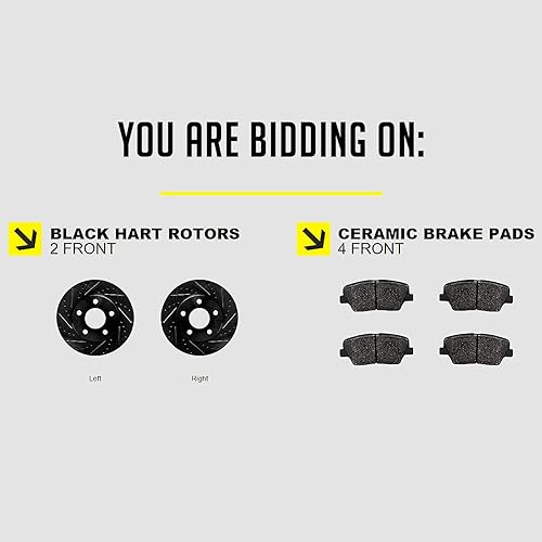 Miniatura 2 de Hart Brakes Kit de frenos y rotores delanteros | Pastillas de freno delanteras| Rotores y pastillas de freno | Pastillas y rotores de freno de