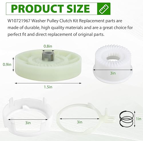 Miniatura 5 de Actuador de cambio de lavadora W10913953 mejorado y kit de embrague de polea de lavadora W10721967 y correa de transmisión de lavadora W10006384
