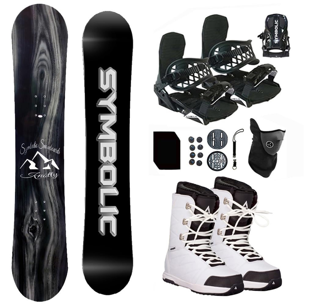 Symbolic Knotty Airtracks Men Snowboard & Bindings & Boots & Leash & Stomp & Gaiter Complete System Package