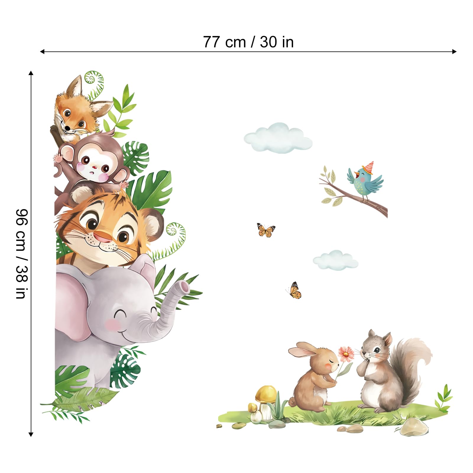 FUFUQUARE Watercolour Jungle Animals Wall Decals - Image 4