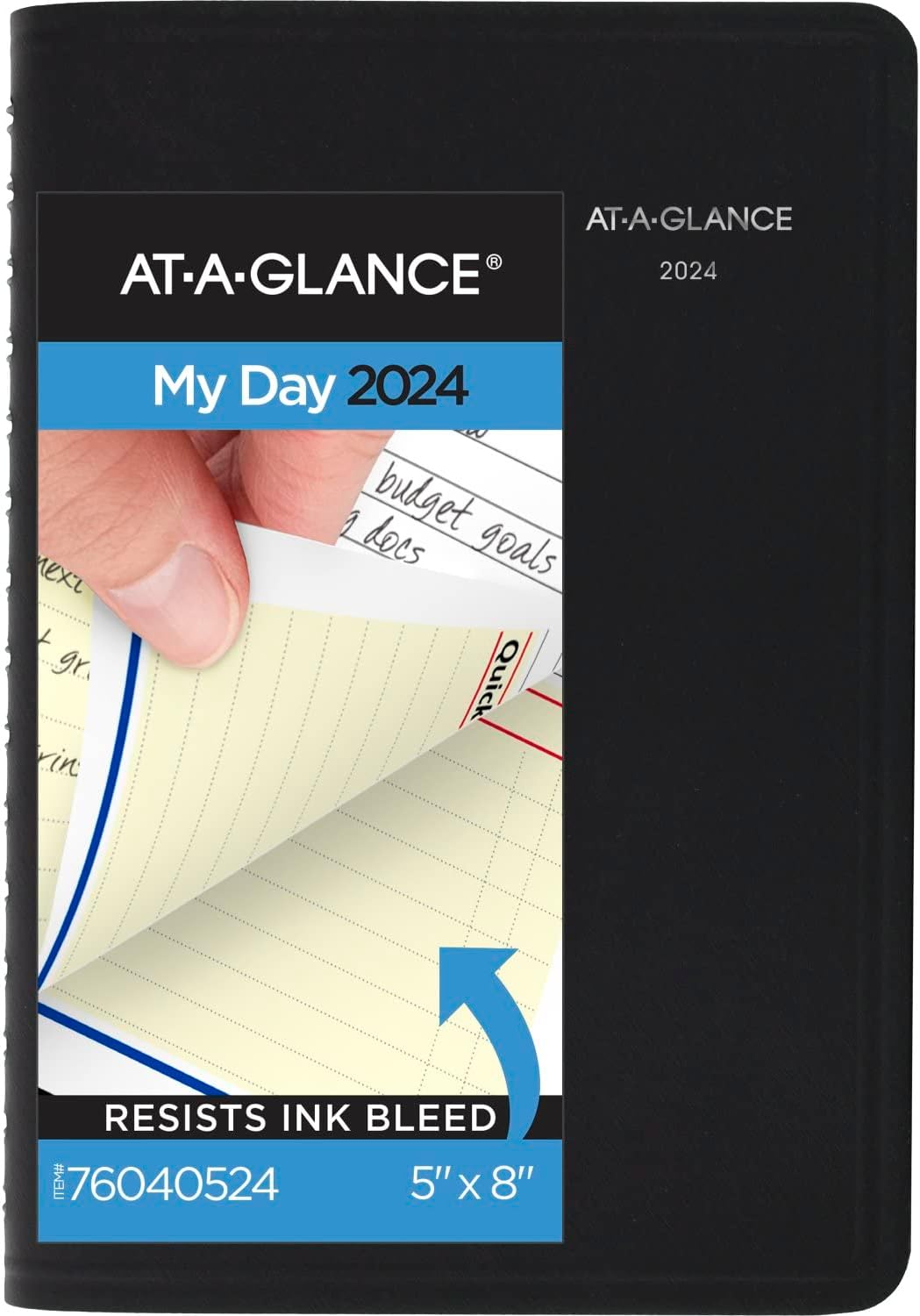 AT-A-GLANCE 2024 Daily & Monthly Appointment Book Planner, 5" x 8", Small, QuickNotes, Black (76040524)