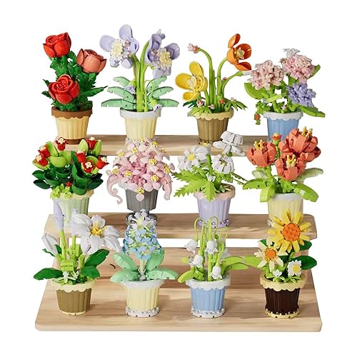 YEIBOBO ! The 12-Piece Flowers and Plant Building Set is A Special Birthday Gift for Women and Girls. with 2531 Pieces, It Can Be Used for Home Decoration, Bonsai, Or Adult Building Block Toys.