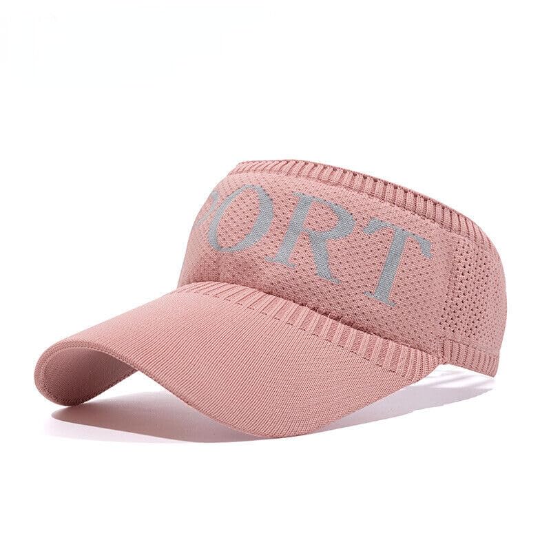 AlexvyanWomen Cotton Open Head Sun Visor Sport Ponytail Adjustable Summer Cap Sunvisor, UV Protection Cap For Golf Tennis Cricket Cycling Running - Sun UV Protection(Pink)