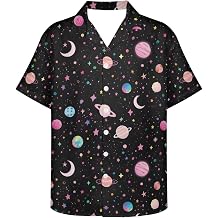 PinUp Angel Men's Fun Cute Print Hawaiian Shirt Short Sleeve Button Down for Holiday Travel and Outdoor Leisure