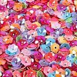 DIYASY 10800 Pcs Flower Sequins, 6 MM Bulk Round Embroidery Loose Sequins Cup Craft Sequin with Holes for Craft Sewing DIY Art Decorations