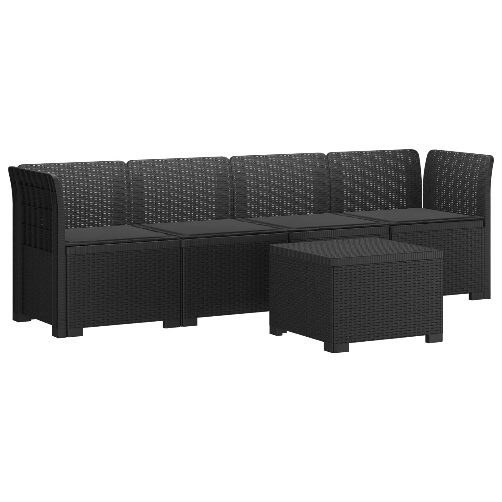 Sofá de jardín de 4 plazas con Cojines Aspecto de ratán PP, Sofás modulares de Exterior, 48.48 kg-3443855