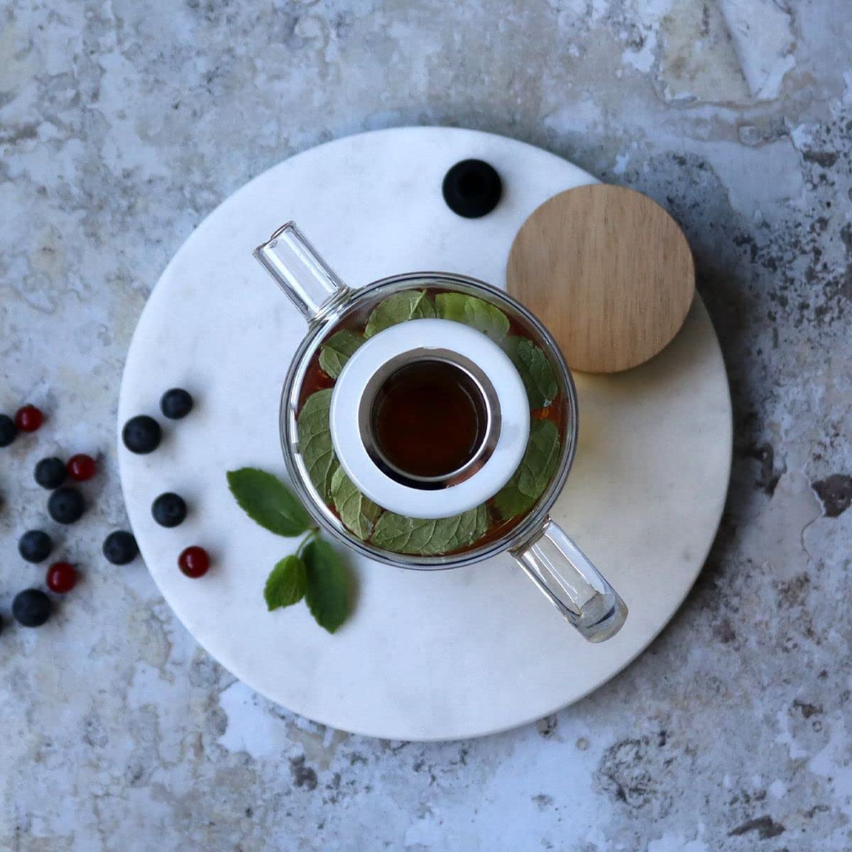 OGO LIVING - Carafe infuseur en verre 1,5L - 7912050 - Idéal pour le thé, la tisane et les infusions de fruits l'été - carafe en verre et couvercle en bois d'acacia