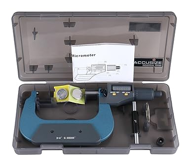 Accusize Industrial Tools 3-4''/75-100 mm by 0.00005''/0.001 mm 2 Key Electronic Digital Outside Micrometer, mm/Inch, Metric/Imperial, Md71-0004