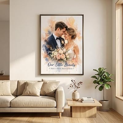 Keunpeny Custom Watercolor Portrait from Photo Personalized Canvas Wall Art Pet Memorial Gifts for Dog Cat Loss Sympathy Decor for Home Anniversary Birthday Housewarming Present for Him Her