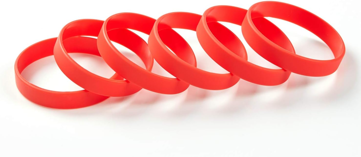 Wholesale 6pcs/pack Blank Color Silicone Rubber Wristbands Bracelets for Party Favors,Events,Sports,Funny,Classroom playing,Training,Office Use and for Teens,Men & Womens,Unlimited Office and Household Multiple Use-RED 7" - Image 2