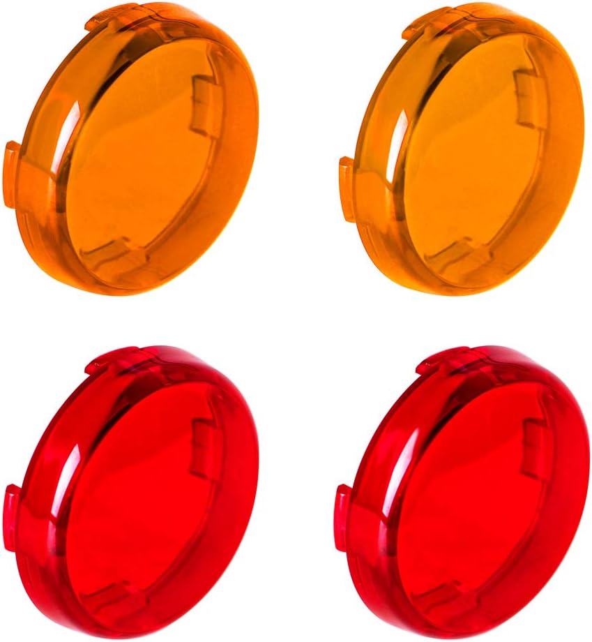 NTHREEAUTO Bullet Turn Signal Light Lens Cover Compatible with Harley Sportster Street Glide Road King Softail, Full Set, Amber, Red