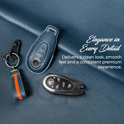Image of keyzone Royal Leather Key Cover for MG cyberster Smart Key. (Cognac Brown)