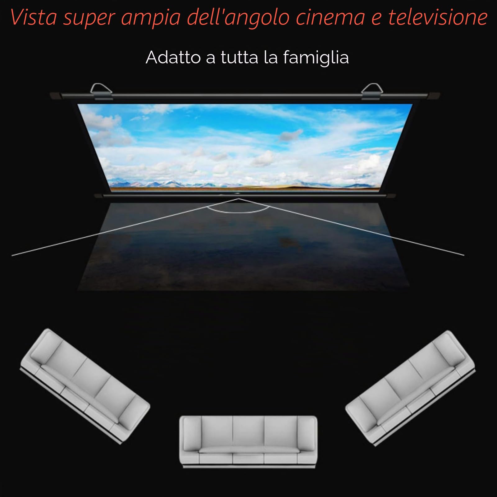 Schermo Di Proiezione Avvolgibile Manuale, Telo for Proiettore Avvolgibile 30-72 Pollici, Ideoproiezione 3D Full HD 4K, Schermo for Proiezione Proiettore Home Cinema Schermo for Tende A Rullo(4:3,50")