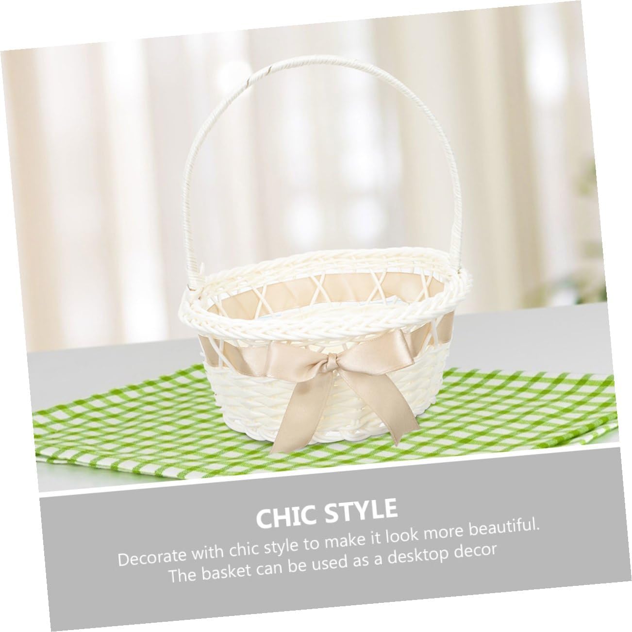 OUNONA Woven Flower Girl Basket with Handle Rustic Bridal Shower Favor Basket Small 16x20cm for Wedding Decoration and Fruit Display