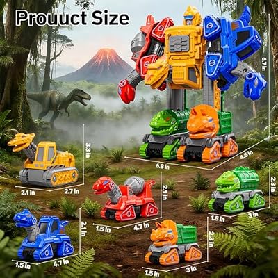 Transform Toys for Boys 4-6, 5 in 1 Take Apart Toys for Boys 3-5, Dinosaur Transforming Assembling Robot Toy for Kids, Educational Birthday Gift for 4 5 6 7 8 Year Old Boy Girls