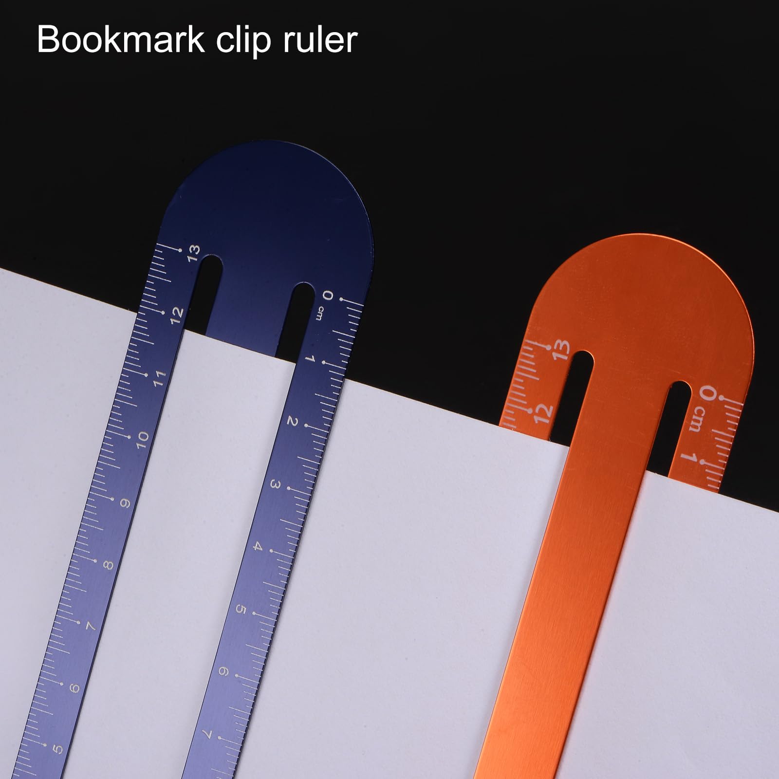 HARFINGTON 2 reglas rectas de 13 cm, regla métrica de clip de metal de aleación de aluminio en ambos lados, herramienta de escala de medición para medición, estudio, lectura, aula, oficina, azul