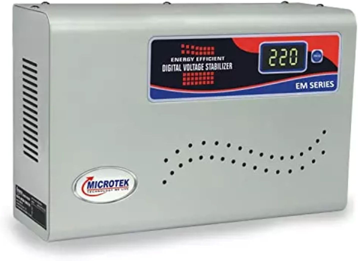 MICROTEK EM4160 Automatic Voltage Digital Display Wall Mounted Stabilizer for AC up to 1.5 ton (Metallic Grey)