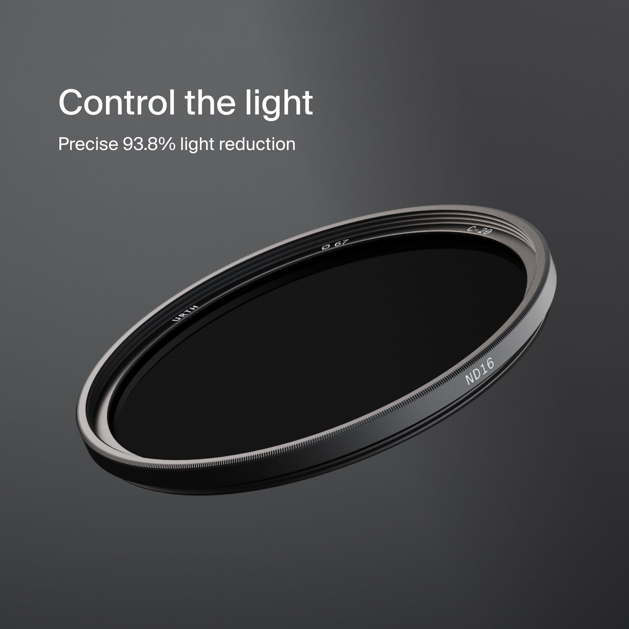 Urth 67 mm Filtro ND16 (4 Stop) per Obiettivo (Plus) - Nano Rivestimento 20 Strati, Filtro per Fotocamera in Vetro Ottico HD, Densità Neutra per Fotocamera