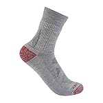Carhartt Men's SS9750M Heavyweight Merino Wool Blend Short Crew Sock Large Asphalt Heather