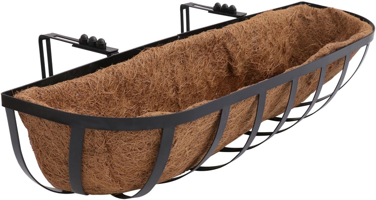 Coconut Palm Iron Art Hanging Basket Wall-Mounted Planter 24-inch Light Brown Iron Flowerpot Holder for Outdoor Garden Balcony Patio