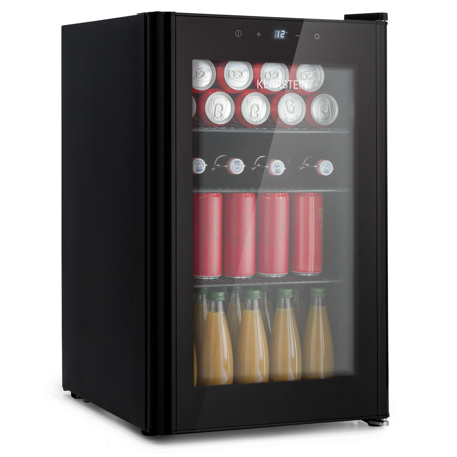 mini frigorifero con porta a cristallo e lucine LED 3 ripiani
