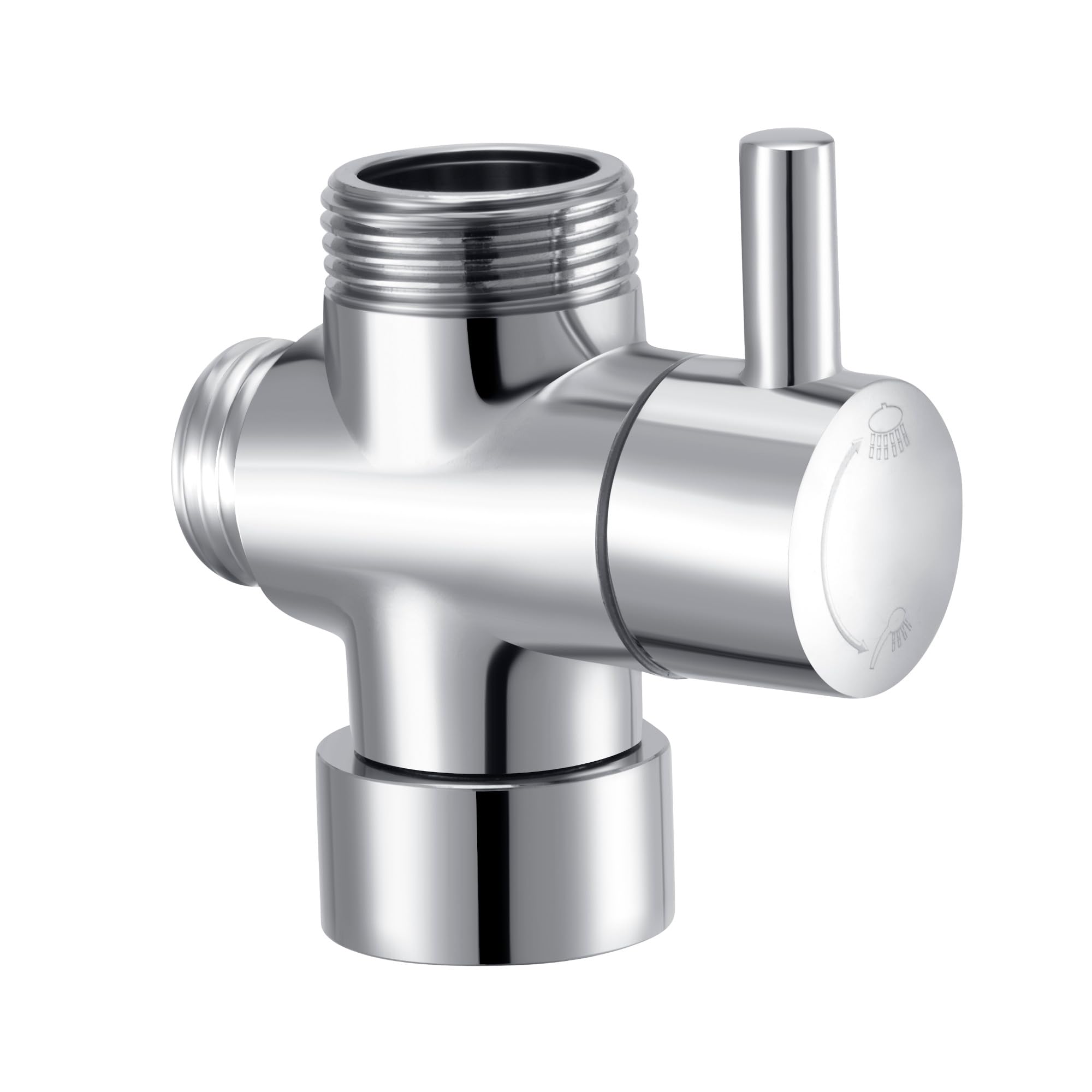 Enki Chrome Silver Modern Contemporary Bathroom Solid Brass Round Fixed Column To Handheld 3/4" Inlet Outlet Shower Diverter Valve from B&Q