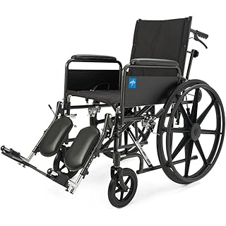Medline Reclining Wheelchair, 18", with Elevating Leg Rests, Durable Vinyl, 300 lb. Weight Limit, Reclines 90 to 140 Degrees
