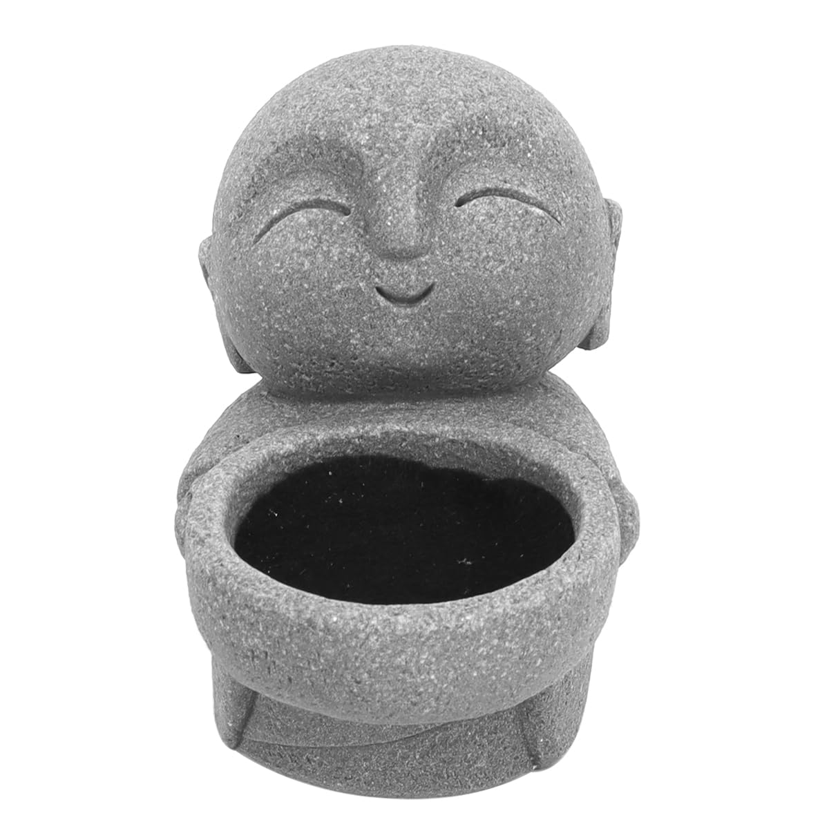 Statue Bouddha en grès imitation pierre bleue – Sculpture moine Jizo méditation zen décoration intérieur Feng Shui prospérité