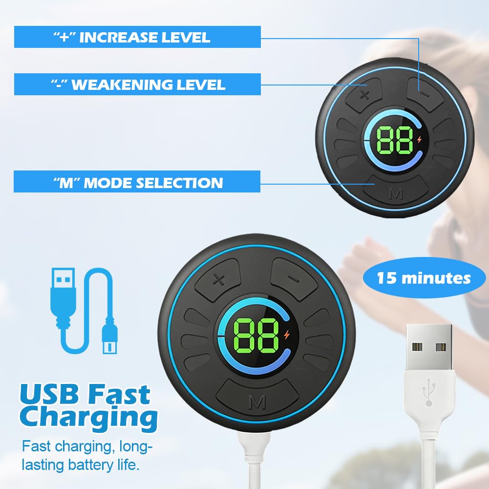 EMS Bauchmuskeltrainer Elektrisch mit 10 Modi & 39 Intensitätsstufen, EMS Gerät mit LCD-Display, USB Wiederaufladba, für Ganzkörper ABS/Bauch/Arm/Po Trainer
