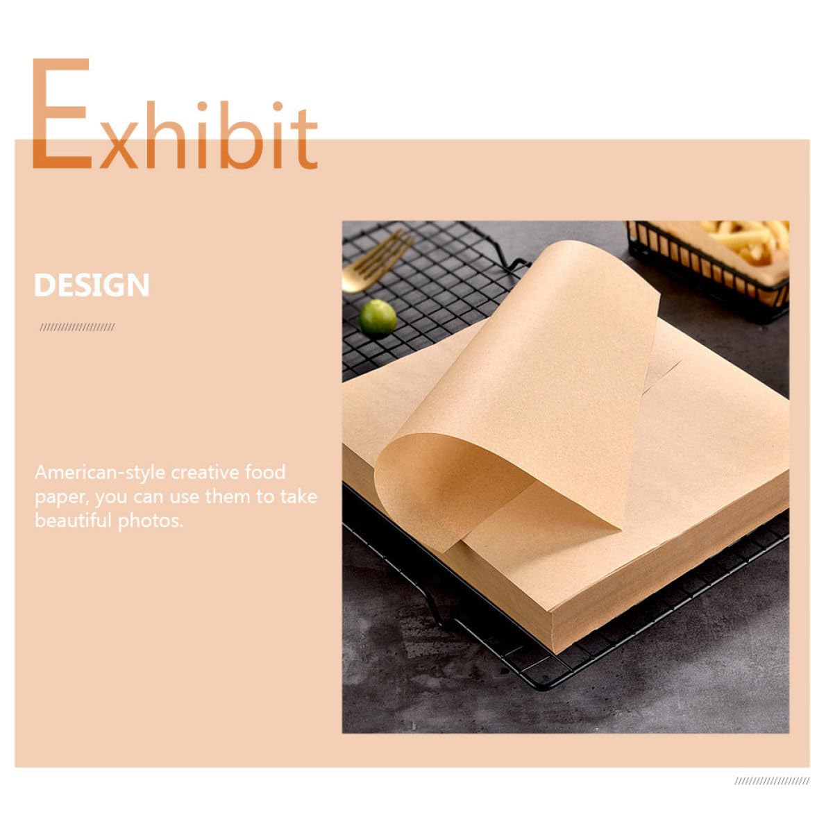Tofficu Papel Kraft para Hornear 20X20 CM, 40g Resistente al Calor, 500 Hojas Desechables para Freidora de Aire y Snacks en Cocina