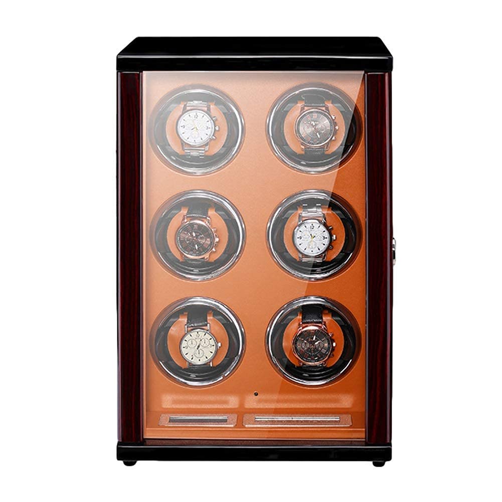 MYUYEE Watch Winder Wooden Watch Winder For Automatic Watches With Remote Control Lcd Touch Screen Display Built-In Led Light Adjustable Watch Pillows (Brown-2+0)
